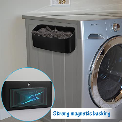 Picowe Magnetic Laundry Storage, Large Lint Holder Bin for Laundry Room, Space-Saving Trash Container Hanging on Dryer, Washer or Wall Mount Trash Bin (Black) - size: L+ M - Black