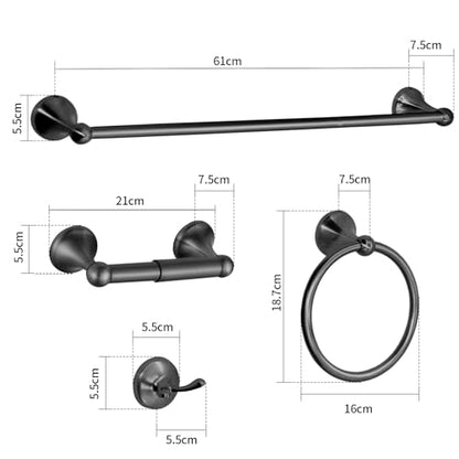 8 Pieces Bathroom Hardware Set Brushed Nickel Adjustable Expandable Towel Bars Towel Ring Wall Mount Toilet Paper Holder Towel Hooks Towel Racks Hand Towel Holder (8 Pcs Black) - color: 8 Pcs Black