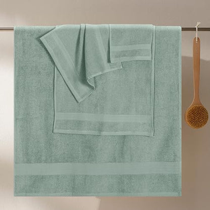GLAMBURG Ultra Soft 8-Piece Towel Set - 100% Pure Ringspun Cotton, Contains 2 Oversized Bath Towels 27x54, 2 Hand Towels 16x28, 4 Wash Cloths 13x13 - Ideal for Everyday use, Hotel & Spa - Jade - color: Jade, size: 8 Piece Towel Set