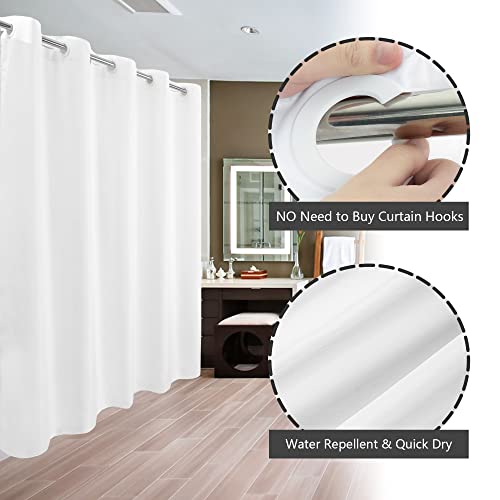 River Dream No Hook Long Shower Curtain or Liner Soft Microfiber - 78" Length Fabric Shower Curtain Liner Set, Machine Washable & Water Repellent, White, 71x80 - color: White, size: 71"W x 80"L (Pack of 1)