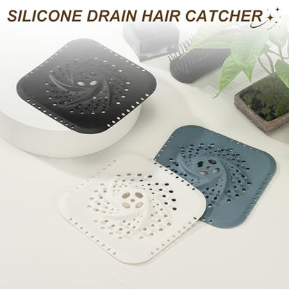 uxcell 2 Pcs Square Drain Cover, 5.7 Inch Shower Hair Catcher Drain Cover for Shower Room Bathtubs Kitchen Sink Laundry Room, Black - color: Black