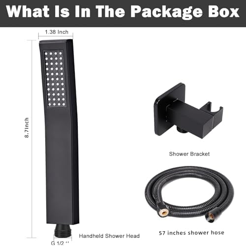 Handheld Shower Head，High Pressure Black Shower Head,Water Saving Detachable Shower Wand with Solid Brass Body and 5 ft Flexible Hose, Easy to Clean and Durable - color: Matte Black