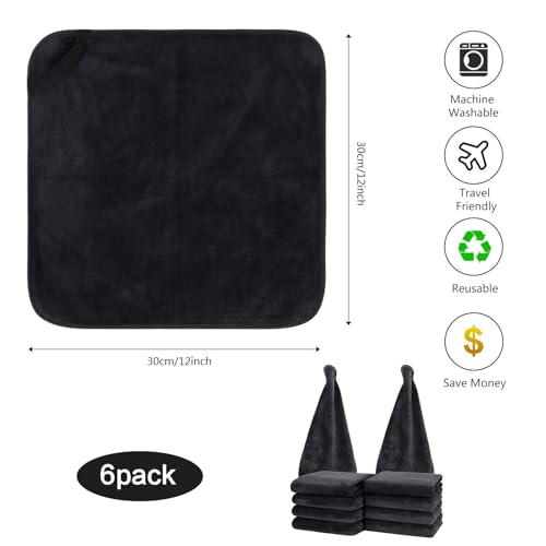 Microfiber Facial Cloths Fast Drying Washcloth 12inch x 12inch Absorbent Face Wash Cloth Soft Makeup Remover Cloths - color: Black-1, size: 1 Count (Pack of 10)