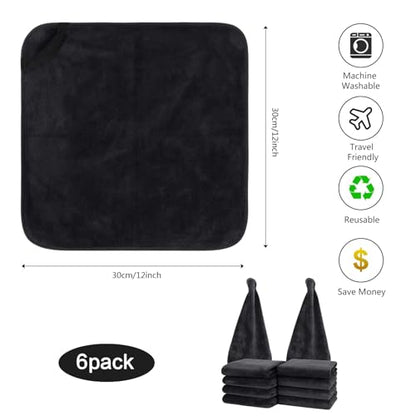 Microfiber Facial Cloths Fast Drying Washcloth 12inch x 12inch Absorbent Face Wash Cloth Soft Makeup Remover Cloths - color: Black-1, size: 1 Count (Pack of 10)