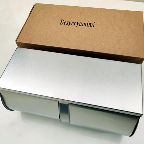 Desyeryamimi Double Roll Toilet Paper Holder Dispenser with Shelf Storage | Commercial 2-Roll Side by Side Stainless Steel Toilet tissue Holder/Dispenser Wall Mount for Bathroom/Restroom-Brushed Finish