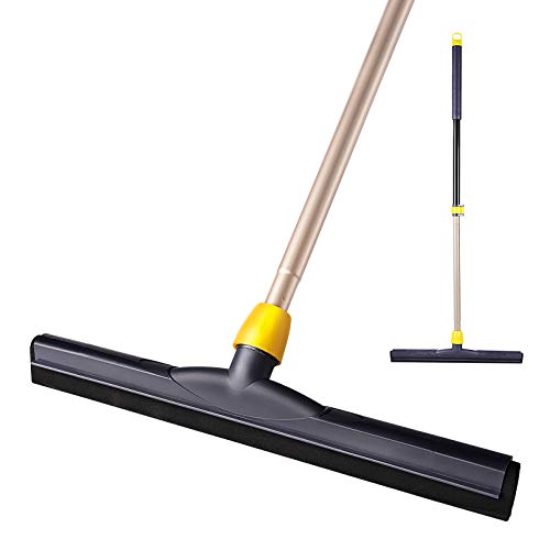Yocada Floor Squeegee Scrubber Adjustable Telescopic Pole Heavy Duty 54.3" | Household Broom EVA Foam Blade for Garage Courtyard Shower Bathroom Floor Marble Glass Tile Water Foam Cleaning - size: 1 Count (Pack of 1)