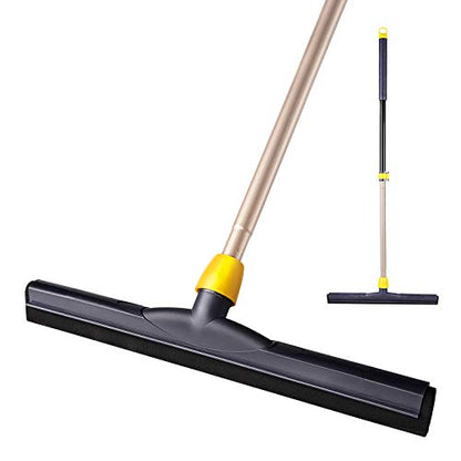 Yocada Floor Squeegee Scrubber Adjustable Telescopic Pole Heavy Duty 54.3" | Household Broom EVA Foam Blade for Garage Courtyard Shower Bathroom Floor Marble Glass Tile Water Foam Cleaning - size: 1 Count (Pack of 1)