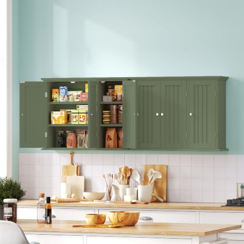 ChooChoo Laundry Cabinet with 3 Doors and Adjustable Shelves | 9.06"D x 31.1"W x 24"H, Bathroom Wall Cabinet, Cupboard, Green - color: Green, size: 9.06"D x 31.1"W x 23.4"H