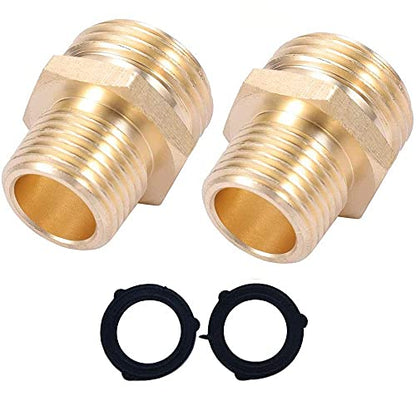 YOUHO Garden Hose Adapter 3/4 GHT Male x 1/2 NPT Male Connector, Brass Garden Hose Fitting, Industrial Metal Brass Garden Hose to Pipe Fittings Connect,Garden Hose Extension Repair Fitting(2-Pack) - size: 1/2NPT(M) to 3/4GHT(M)2pcs
