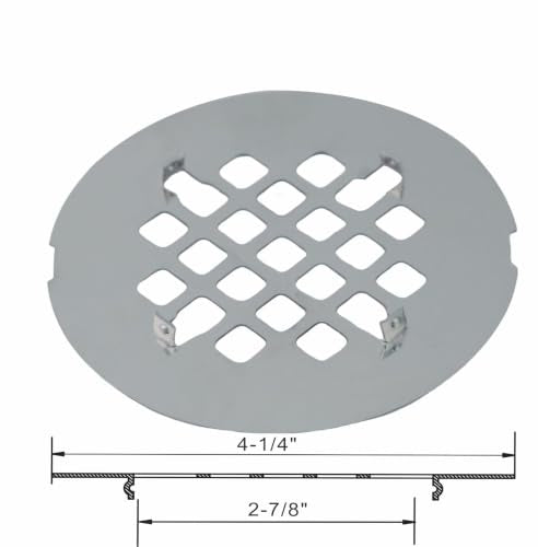 HIDROP Chrome Plated Snap-in Shower Floor Drain Cover, 4-1/4" OD Round Grid | Stainless Steel Bathroom Drain Cover, Shower Drain Cap Replacement, Hair Catcher, Easy-to-Install, Bathroom Shower Strainer - color: Chrome