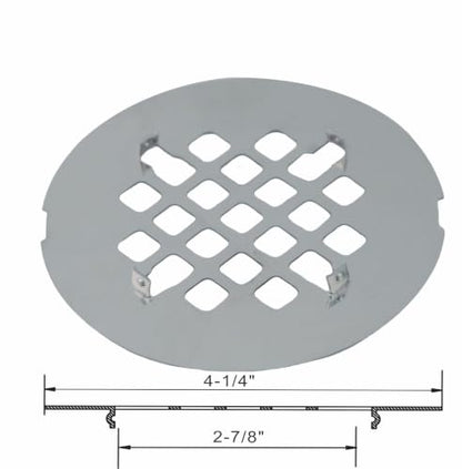 HIDROP Chrome Plated Snap-in Shower Floor Drain Cover, 4-1/4" OD Round Grid | Stainless Steel Bathroom Drain Cover, Shower Drain Cap Replacement, Hair Catcher, Easy-to-Install, Bathroom Shower Strainer - color: Chrome
