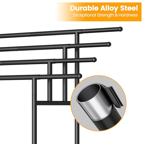 Homeiju Expandable Free Standing Towel Rack for Bathroom, 4 Tier Blanket Rack, Adjustable Blanket Holder for Bathroom, Towel Drying Rack Stand for Outdoor, Poolside, Black
