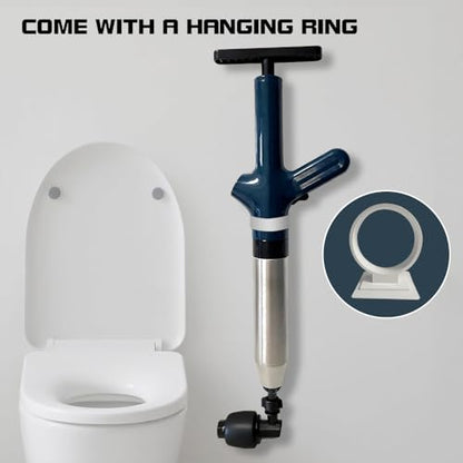 Toilet Plunger, High Pressure Toilet Plunger, Heavy-Duty Clog Remover for Toilets, Washbasin, Vegetable Basin and Floor Drain, Four Nozzles, Blue