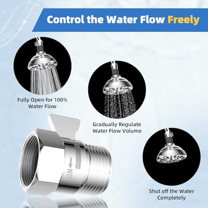 Hibbent All Metal 1 Pack Shower Head Flow Control Valve, G1/2 Brass Shut-off Valve with Metal Handle Lever, Shut OFF Water Flow Control Regulator for Handheld Shower, or Bidet Sprayer, Chrome - color: Chrome