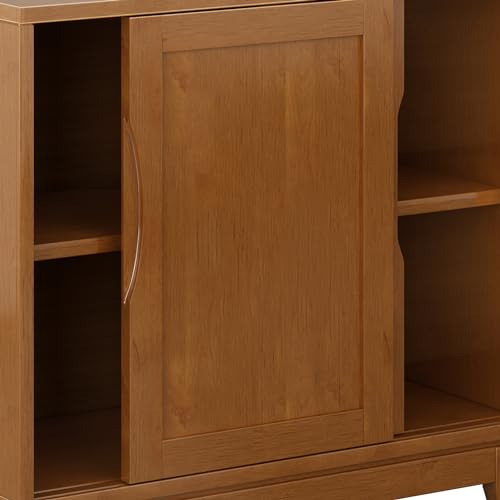 SIMPLIHOME Harper 48" Solid Wood Cabinet in Teak Brown - color: Teak Brown, size: 30 inch
