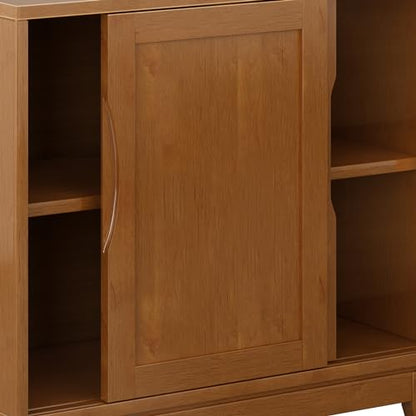 SIMPLIHOME Harper 48" Solid Wood Cabinet in Teak Brown - color: Teak Brown, size: 30 inch