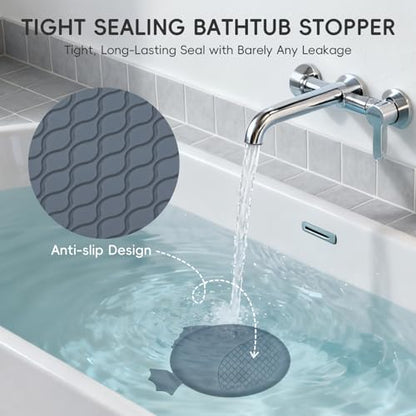 Shower Hair Drain Catcher & Bathtub Drain Stopper Set, 4.4" | Reversible Flip Clean, Anti-Clog Mesh, Fast Drainage, Anti-Slip Base, Rust-Proof, for Bathtub & Shower Drains, Patented - color: Gray Silver
