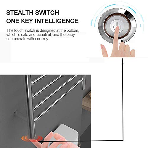 6 Bar Wall Mounted Towel Warmer with Top Shelf, Energy Efficient 105W Electric Heated Towel Rack for Bathroom, Towel Heater Rail On/Off Switch - size: hardwired