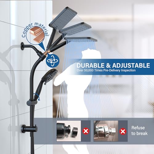 Rain Shower Head with Handheld High Pressure rainfall Shower Heads with Handheld Spray Combo,Black - color: Black