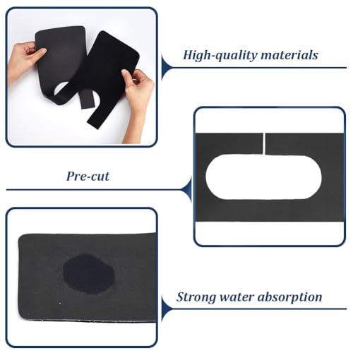 AHANDMAKER 3Pcs Faucet Mat Sink Splash Guard Black Rectangle Splash Pad with Oval Hole for Kitchen Bathroom Sink Backsplash Water Catcher Behind Faucet