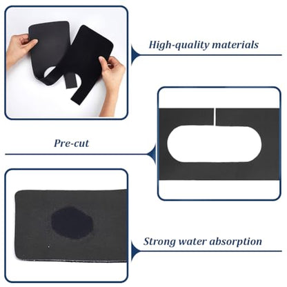 AHANDMAKER 3Pcs Faucet Mat Sink Splash Guard Black Rectangle Splash Pad with Oval Hole for Kitchen Bathroom Sink Backsplash Water Catcher Behind Faucet