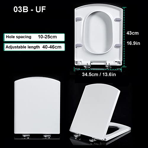 Shape Toilet Seat for Compact Toilet, Quick Release Heavy Duty Toilet Seat, Soft Close Toilet Seat Easy Clean Install, White - size: Square