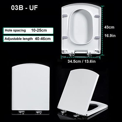 Shape Toilet Seat for Compact Toilet, Quick Release Heavy Duty Toilet Seat, Soft Close Toilet Seat Easy Clean Install, White - size: Square