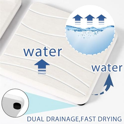 2PCS Water Absorbing Stone Tray, Fast Drying Stone Sink Tray, Water Absorbent Diatomite Trays, Stones Soap Trays, Diatomite Coasters for Kitchen Sink Bathroom Counter, Hand Soap Dish & Holders - color: 2pcs 21×10cm White Wave