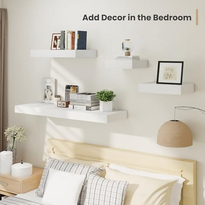 Heimlove 12 Inch Deep Floating Shelves,12 Inch Wide Small Wall Shelves Set of 2, 2 Inch Thick Invisible Wall Mounted Shelves for Bathroom Bedroom Nursery,White - color: White, size: 12"W x 12"D x 2"H, Set of 2