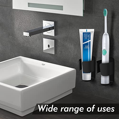 Electric Toothbrush Holder Wall Mount, 304 Stainless Steel Self-Adhesive Bathroom Organizer for Electric Toothbrush, Toothpaste & Face Wash–Space Saving, Waterproof, Holds Up to 10lbs (2 Pack, Black) - color: Black 2 Pack