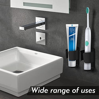 Electric Toothbrush Holder Wall Mount, 304 Stainless Steel Self-Adhesive Bathroom Organizer for Electric Toothbrush, Toothpaste & Face Wash–Space Saving, Waterproof, Holds Up to 10lbs (2 Pack, Black) - color: Black 2 Pack