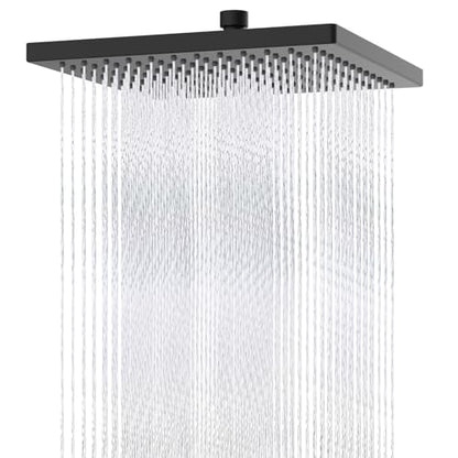 Hibbent cUPC Certified High Pressure 12'' Rain Shower Head, Matte Black | Thickness Metal Showerhead, Square Large Bathroom Rainfall Shower Head, Adjustable Brass Ball, Waterfall Full Body Coverage - color: Matte Black, style: Square 12''