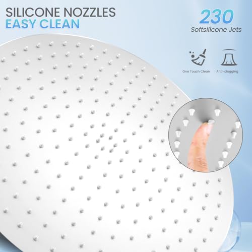 16 inch Ceiling Round Rain Shower Head Brushed Nickel - All Metal Stainless Steel 304, Full Body Round Rainfall Shower with 230 Silicone Nozzles - color: Brushed Nickel, size: 16 Inch