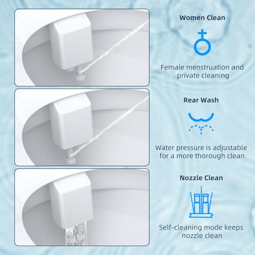 Hibbent Bidet Attachment for Toilet, Non-Electric Dual Nozzle for Frontal & Rear Wash, Adjustable Water Pressure Control, Fresh Water Bidet Toilet Seat, Self Cleaning Water Sprayer, Matte Black - color: Matte Black