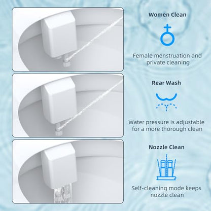 Hibbent Bidet Attachment for Toilet, Non-Electric Dual Nozzle for Frontal & Rear Wash, Adjustable Water Pressure Control, Fresh Water Bidet Toilet Seat, Self Cleaning Water Sprayer, Matte Black - color: Matte Black