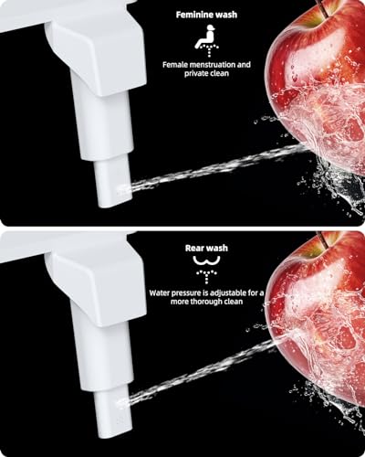 Hibbent Bidet Attachment for Toilet, Non-Electric Dual Nozzle for Frontal & Rear Wash with Universal Toilet Seats Screws and Bolts Metal