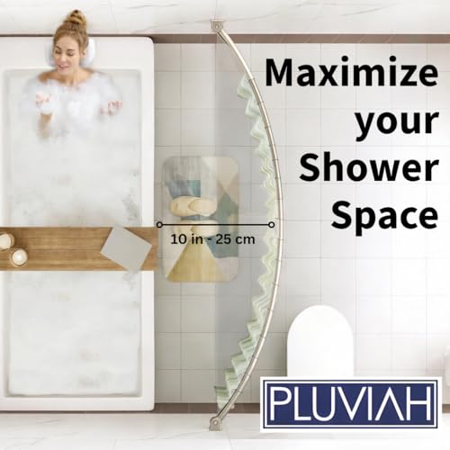 60-Inch Stainless Steel Curved Shower Curtain Rod, 5 Foot Mounted Non-Telescoping Rust Proof (Brushed Nickel) - color: Nickel
