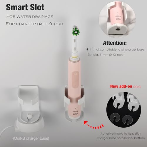2 Pack Metal Electric Toothbrush Holder for Bathroom, Slot for Charger, Wall Mount with No Residue Nano Adhesive, Comptible with Oral-B, Sonicare Tooth Brush - (White) - color: White-2pcs