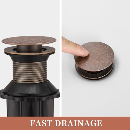 15/8" Bathroom Faucet Vessel Vanity Sink Pop Up Drain Assembly Stopper | Without Overflow Copper Push & Seal by Homevacious - color: Copper, style: Without Overflow