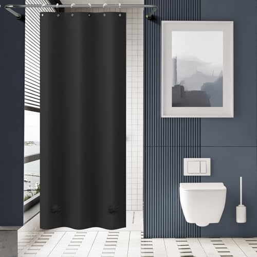 AmazerBath Stall Shower Curtain 36x72, Black Shower Curtain Plastic, Small Shower Curtain Liner Black Heavy Duty Thick PEVA, Walk in Shower Liner with 2 Weighted Stones and 6 Grommet Holes - color: Black, size: 36"W x 72"L (Pack of 1)