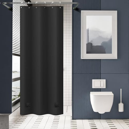 AmazerBath Stall Shower Curtain 36x72, Black Shower Curtain Plastic, Small Shower Curtain Liner Black Heavy Duty Thick PEVA, Walk in Shower Liner with 2 Weighted Stones and 6 Grommet Holes - color: Black, size: 36"W x 72"L (Pack of 1)