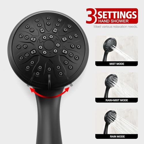 SUMERAIN Matte Black Rain Shower System with Adjustable Slide Bar | Shower Faucet Fixture with Handheld, Included Valve and Trim Kit, Easy Control, Single Handle - color: Matte Black
