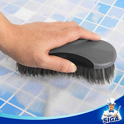 MR.SIGA Multi Purpose Heavy Duty Scrub Brush - Pack of 2 | Strong bristles with effective scrubbing power, ideal for kitchen, bathroom, shower and everyday household cleaning. - color: Gray & Black