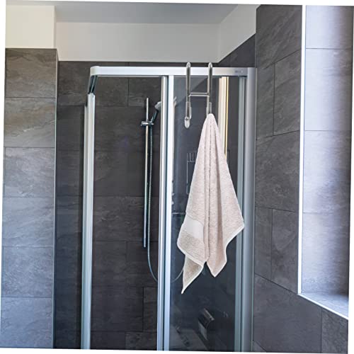 WOONEKY Stainless Steel Bathroom Hook Over Door Shower Organization Hooks Installation Towel Loofah Bathrobe Squeegee Holder - size: 12.00X11.30X4.80CM