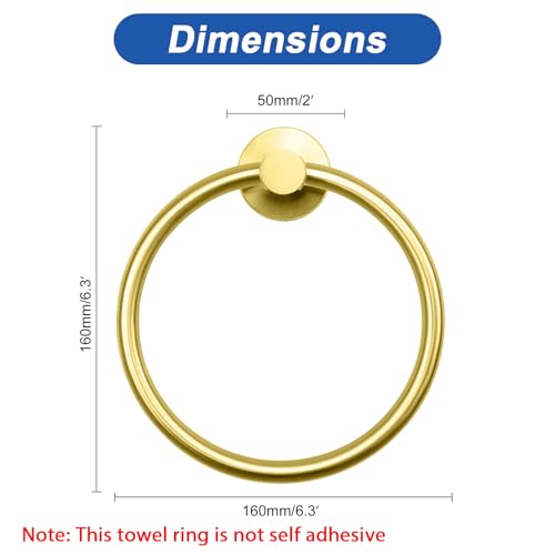 NearMoon Bath Towel Ring, Bathroom Hardware Accessories-Thicken Stainless Steel Hand Towel Holder for Bathroom, Modern Round Towel Hanger Wall Mounted (Brushed Gold, 1 Pack) - color: Brushed Gold