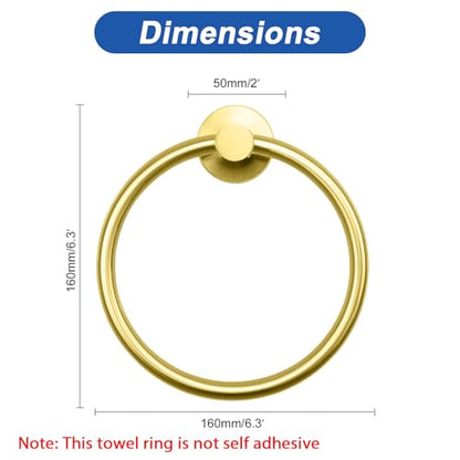 NearMoon Bath Towel Ring, Bathroom Hardware Accessories-Thicken Stainless Steel Hand Towel Holder for Bathroom, Modern Round Towel Hanger Wall Mounted (Brushed Gold, 1 Pack) - color: Brushed Gold