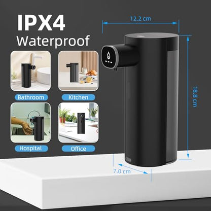 Automatic Liquid Soap Dispenser Touchless, USB Rechargeable Smart Hand Soap Dispenser, 13.5oz/400ml, 3-Level Adjustable, Compatible with Thick Thin Dish Soap for Bathroom Kitchen, Clog-Free (Black) - color: Black