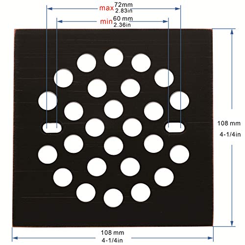 RRAJJ Square Improve 4-1/4 Inch(108mm*108mm) Screw-in Shower Floor Drain Grate Strainer (Oil Rubbed Bronze) - color: Oil Rubbed Bronze