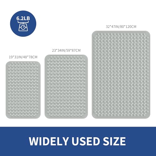 OTHWAY Extra Large Shower Mat 47"x 32", TPE Non Slip Shower Mat for Shower Stall, Inside Walk in Shower Mats with Drain Holes Suction Cups, Anti-Slip for Elderly (Dark Grey) - color: Dark Grey