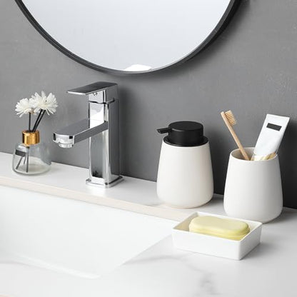 White Rectangle Soap Dish - Modern Ceramic Hand Soap Holder Non-Slip Bar Soap Holder Soap Tray for Bathroom, Kitchen Sink, Shower, Countertop, Easy to Clean - color: White